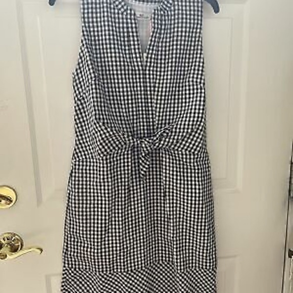 Vineyard Vines Seersucker Gingham Tie Front Dress